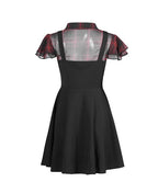 Women's Black & Red Plaid Skull Button Mini Dress – XS–4XL