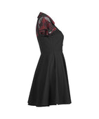 Women's Black & Red Plaid Skull Button Mini Dress – XS–4XL