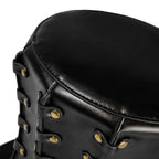 Gothic Steampunk Top Hat – Faux Leather with Gold Rivets