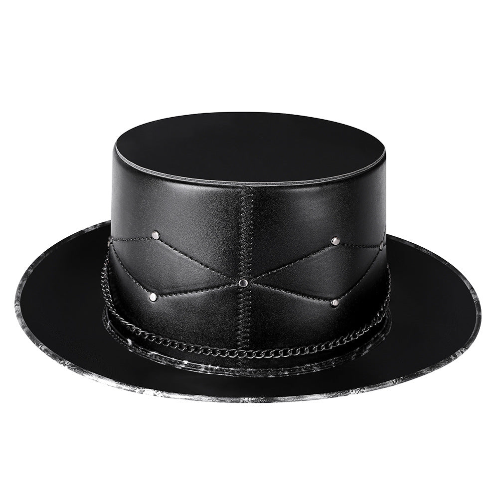 Gothic Occult Plague Doctor Top Hat – Skull & Chain Detail