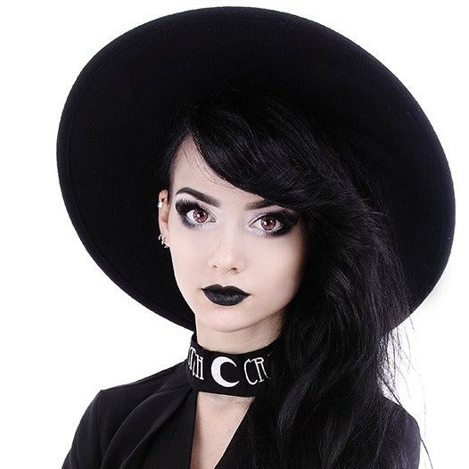 Black Gothic Wide-Brim Witch Hat – 57 & 58cm