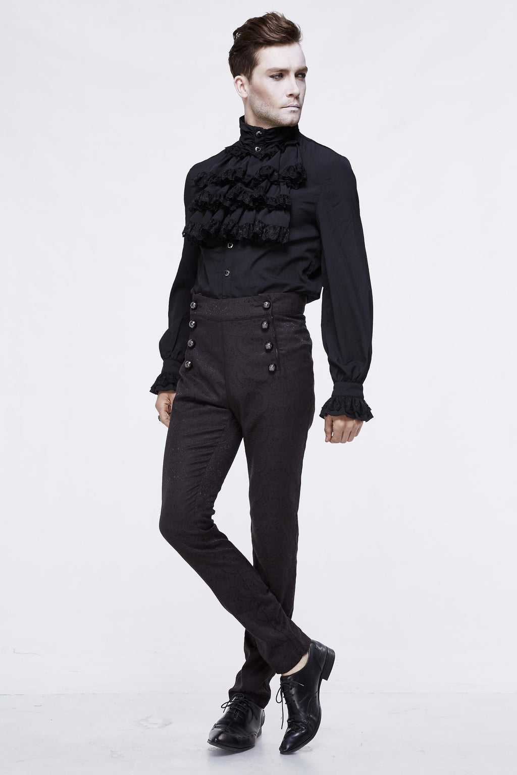 Men's Gothic Vampire Slim-Fit Trousers – Ornate Buttons