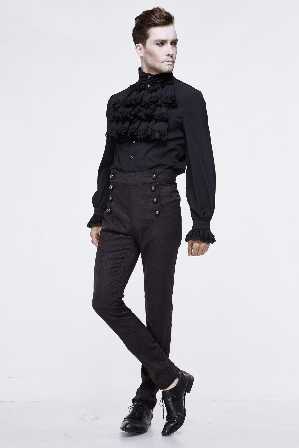 Men's Gothic Vampire Slim-Fit Trousers – Ornate Buttons
