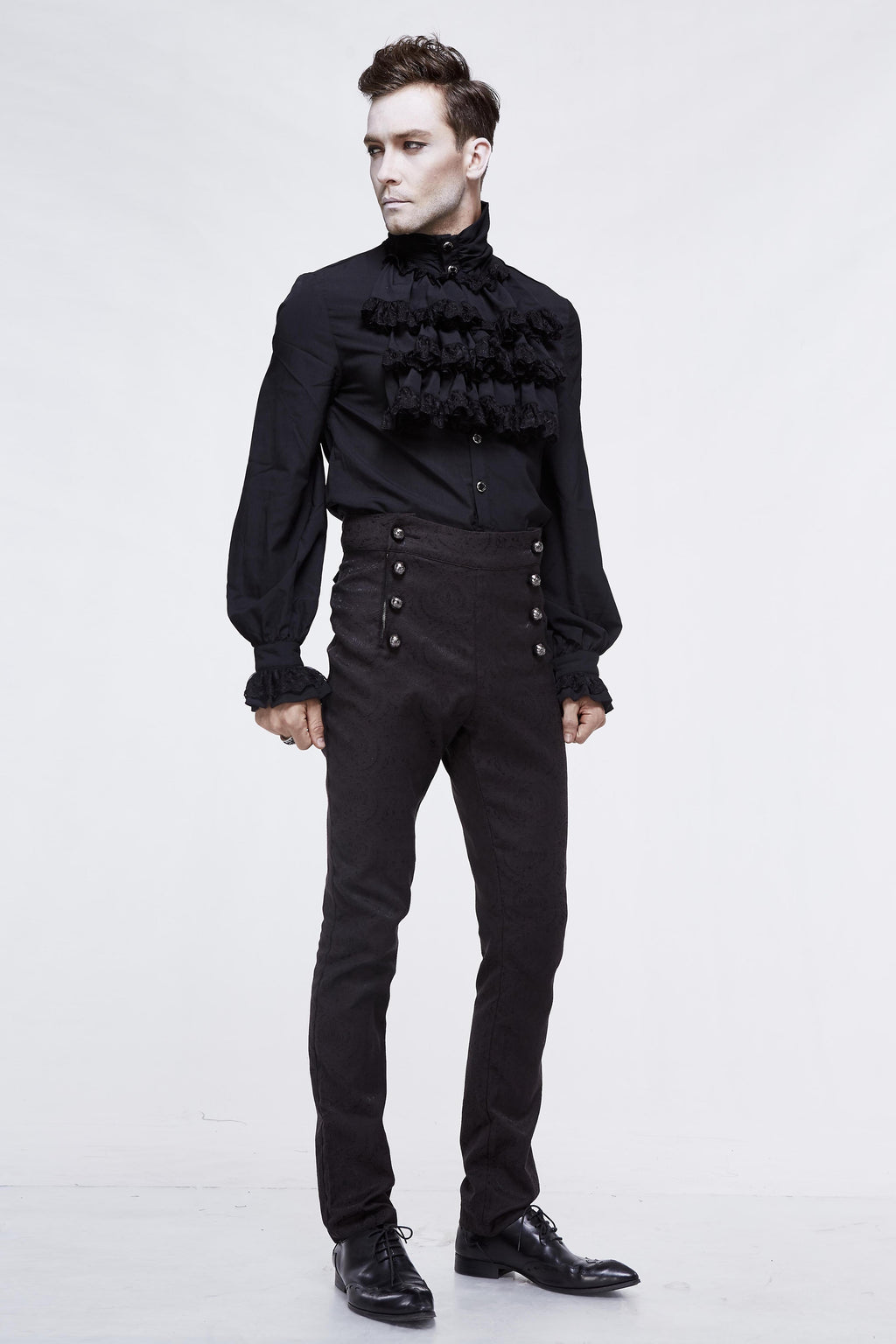 Men's Gothic Vampire Slim-Fit Trousers – Ornate Buttons