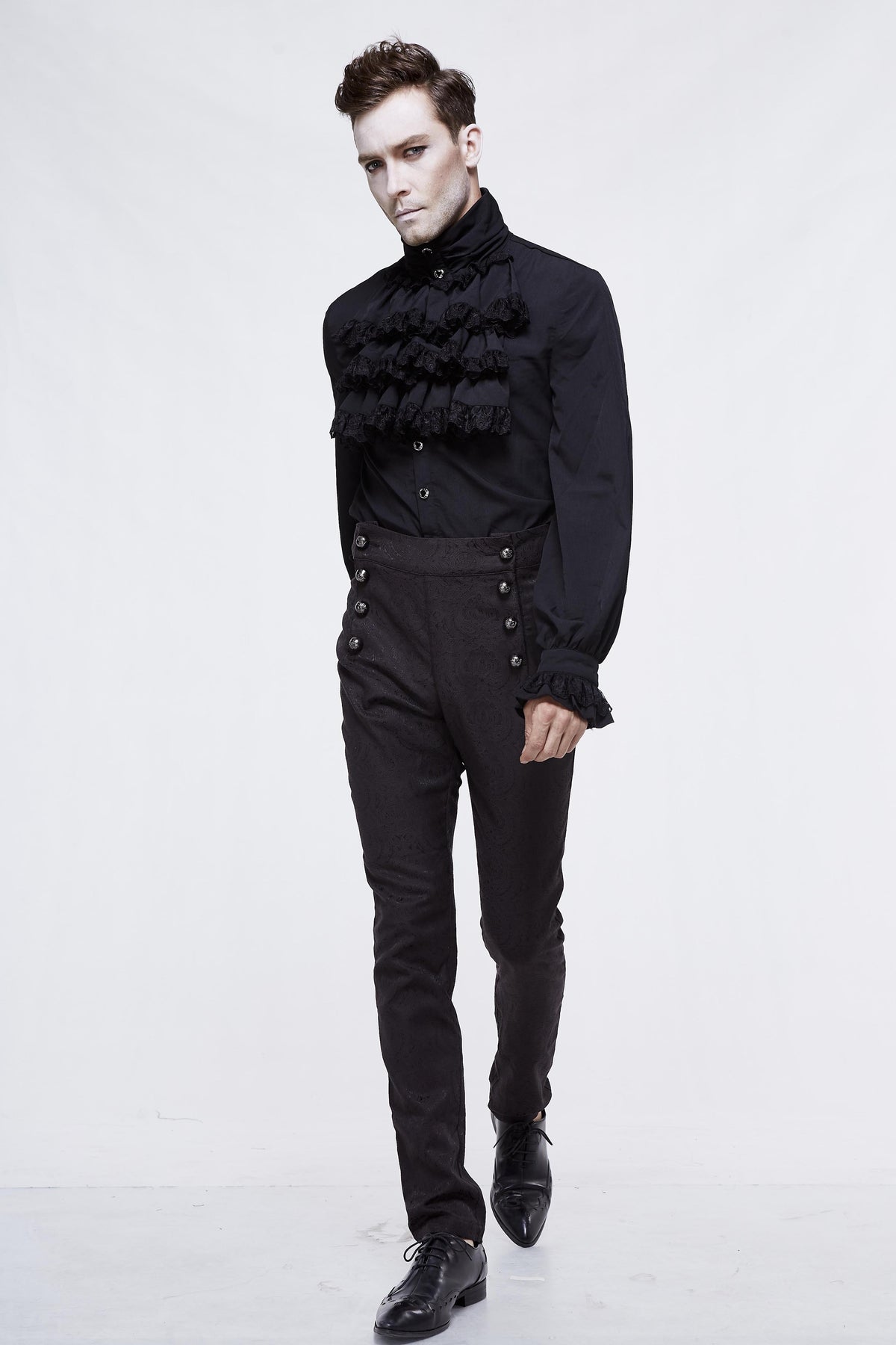Men's Gothic Vampire Slim-Fit Trousers – Ornate Buttons