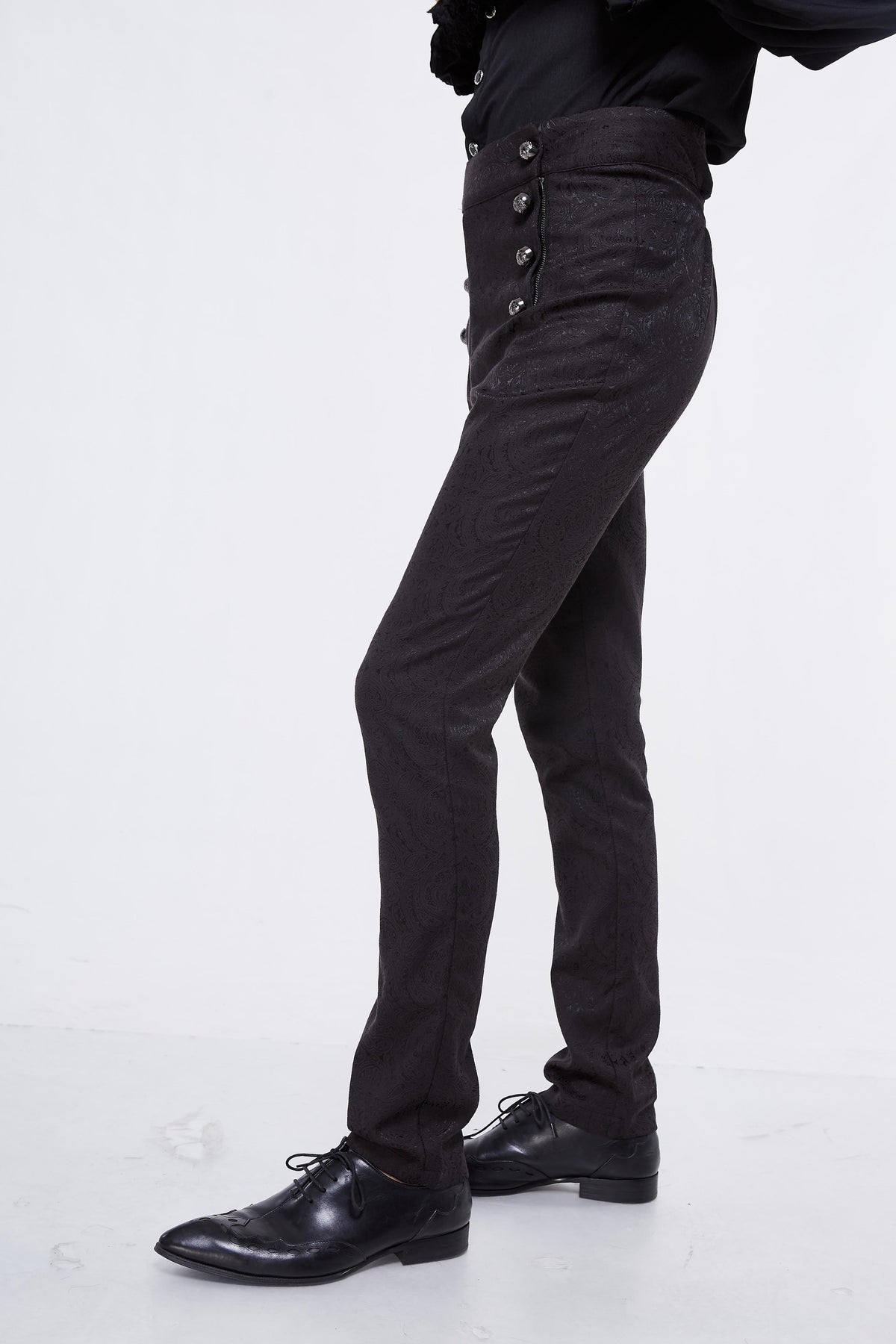 Men's Gothic Vampire Slim-Fit Trousers – Ornate Buttons