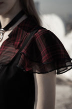 Women's Black & Red Plaid Skull Button Mini Dress – XS–4XL