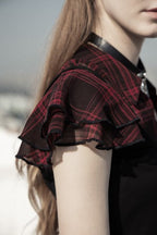Women's Black & Red Plaid Skull Button Mini Dress – XS–4XL