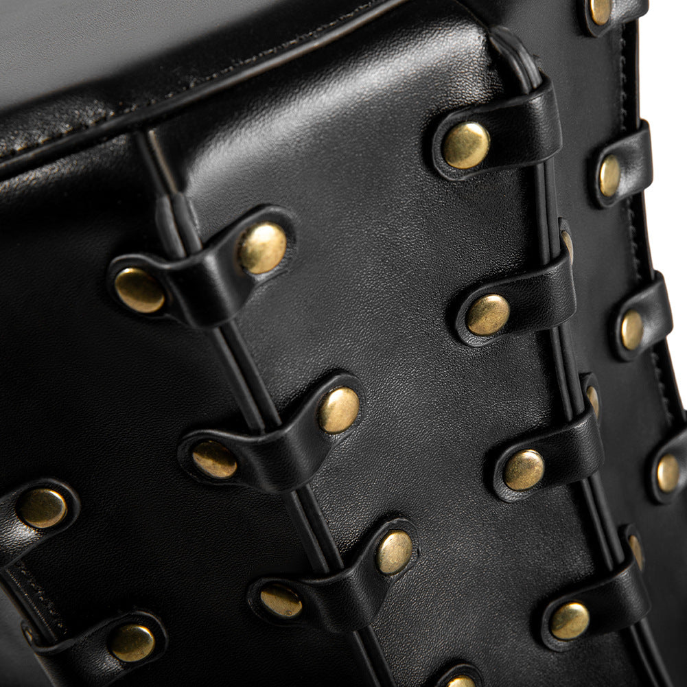 Gothic Steampunk Top Hat – Faux Leather with Gold Rivets