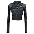 Women's Gothic Cropped Long Sleeve Top – Black, S–M