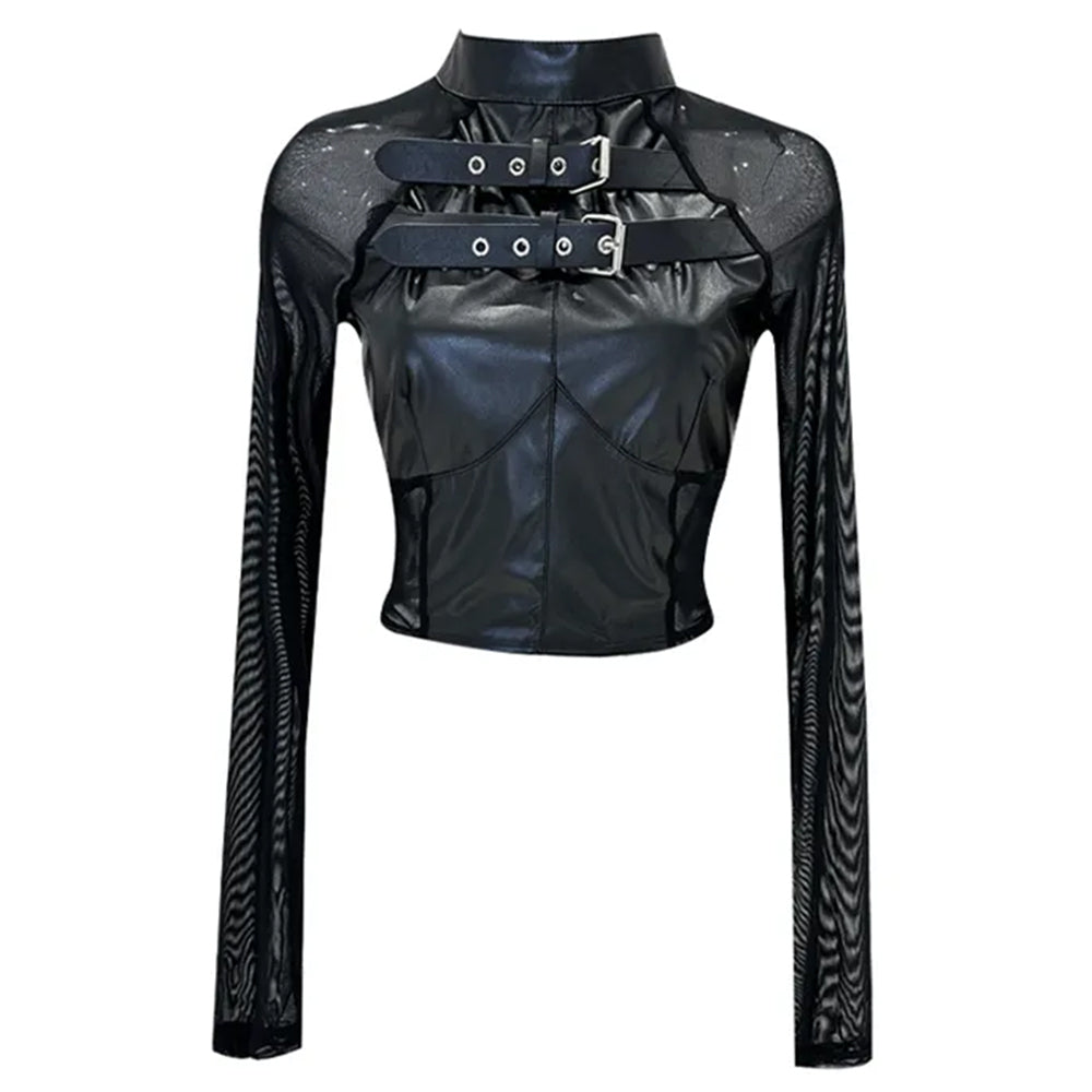 Women's Gothic Cropped Long Sleeve Top – Black, S–M