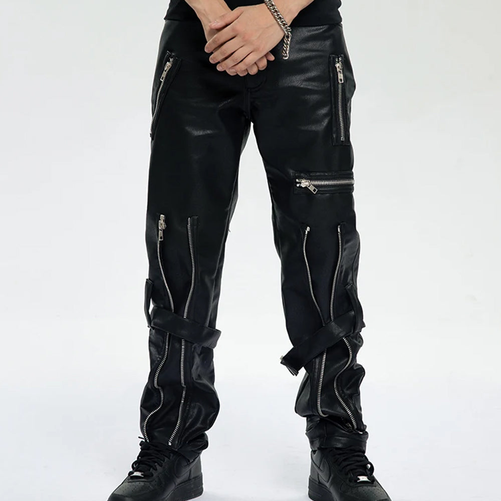 Men's Gothic Faux Leather Pants – Black, S to XXL