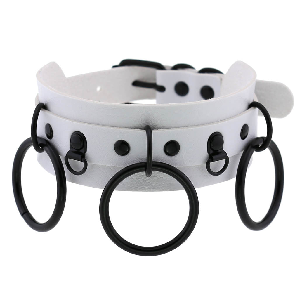 Triple O-Ring Faux Leather Choker – 16 Colours