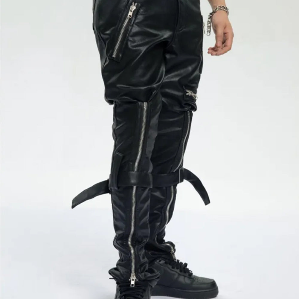 Men's Gothic Faux Leather Pants – Black, S to XXL