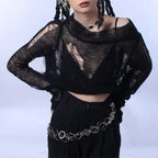Women's Gothic Cropped Long Sleeve Top