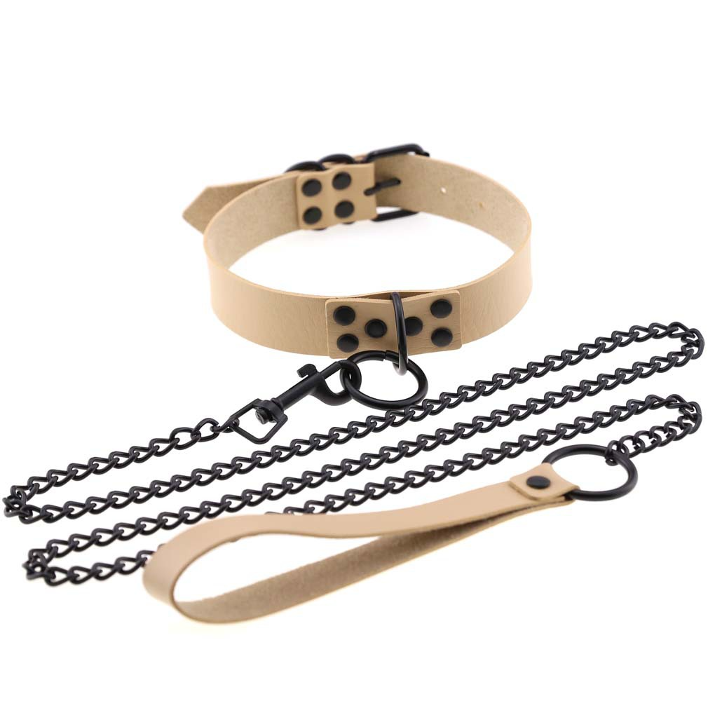 O-Ring Faux Leather Choker with Detachable Chain – 15 Colours