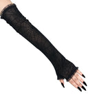 Women's Long Spider Web Fingerless Gloves
