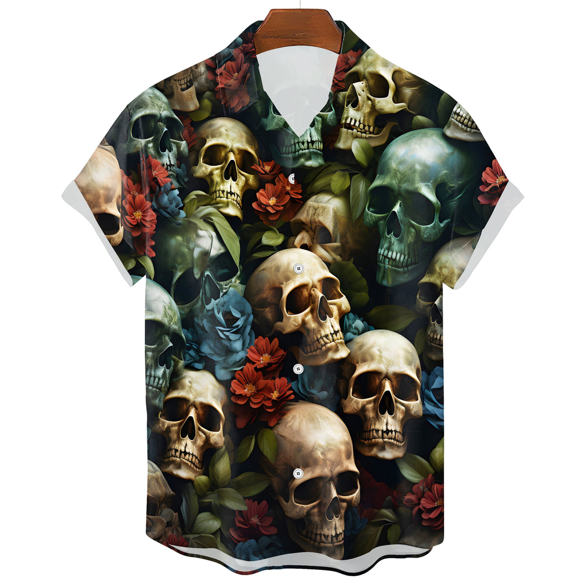 Men's Gothic Skull Hawaiian T-Shirt – Summer Graphic