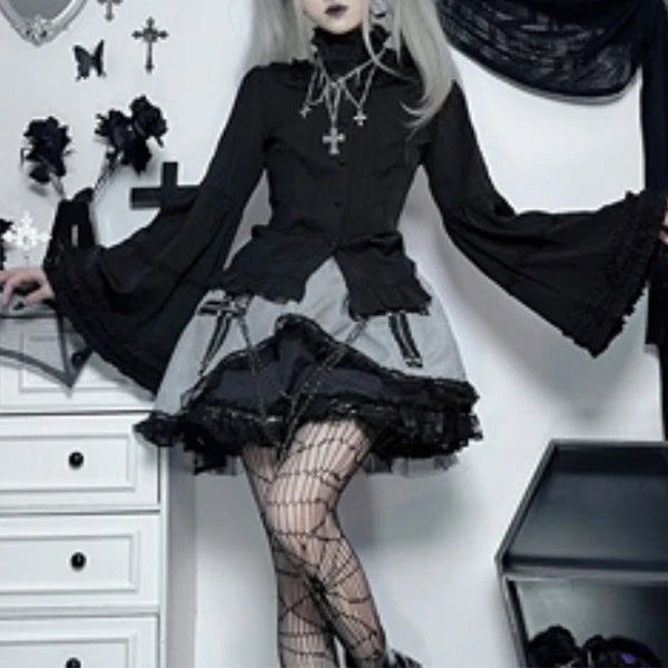 Women's Black Gothic Blouse – S–XL