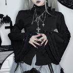 Women's Black Gothic Blouse – S–XL