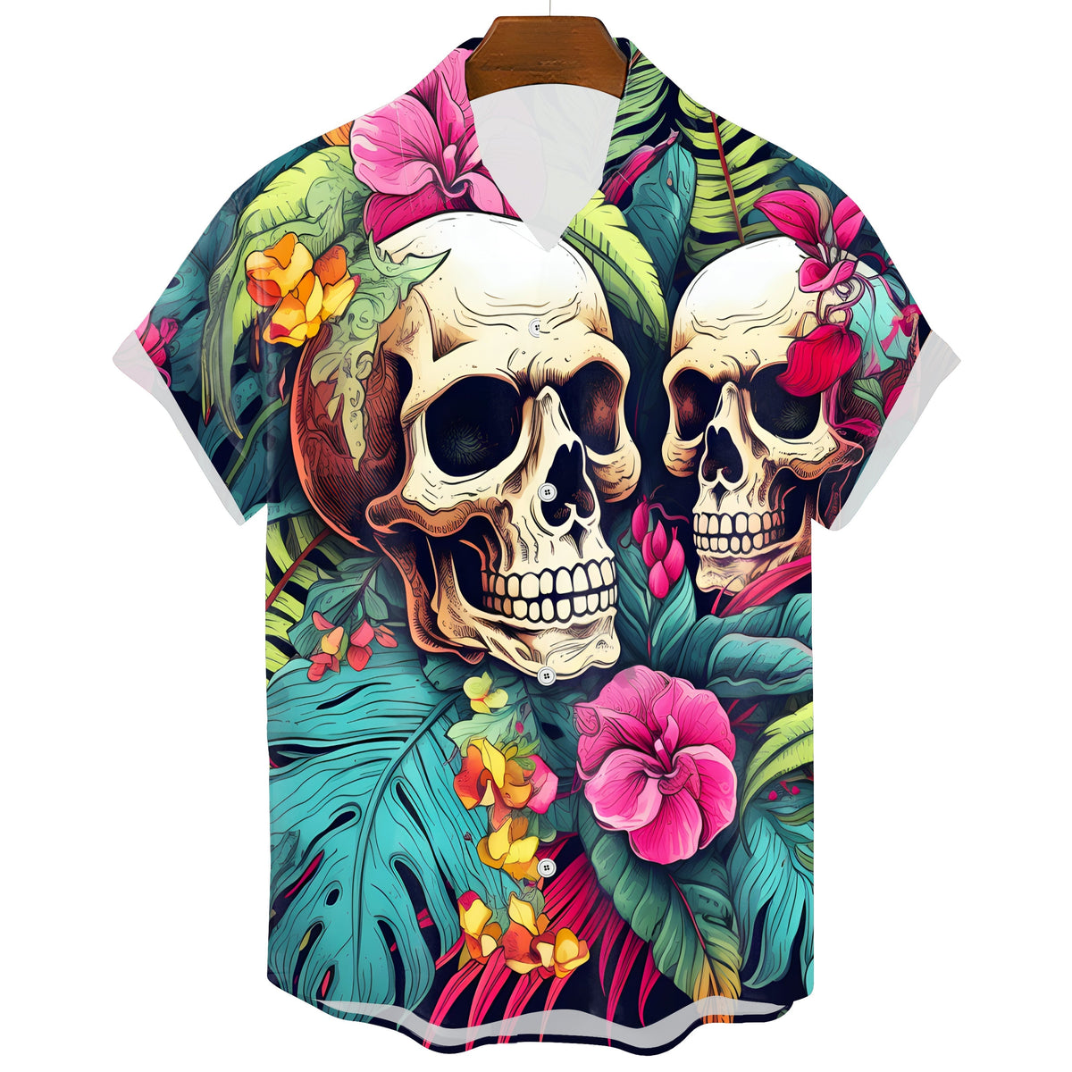 Men's Gothic Skull Hawaiian T-Shirt – Summer Graphic