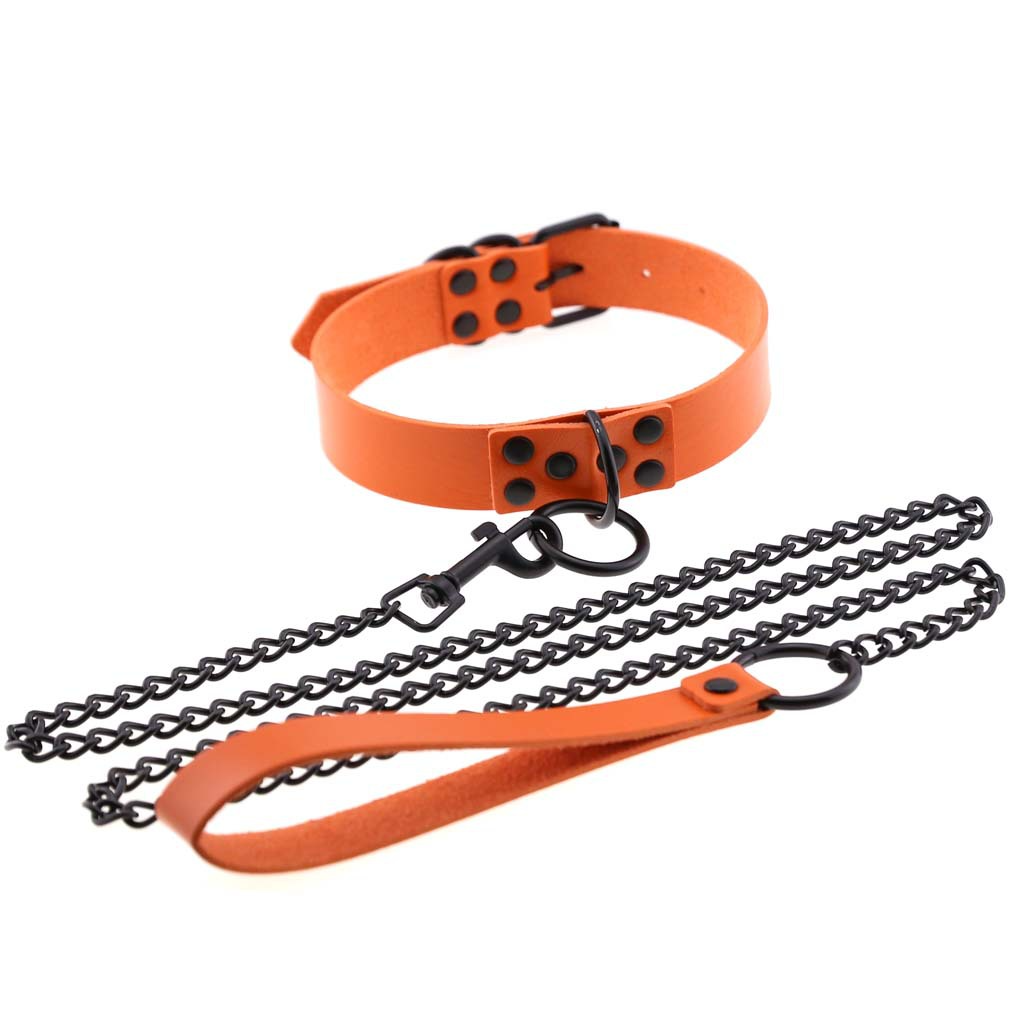 O-Ring Faux Leather Choker with Detachable Chain – 15 Colours