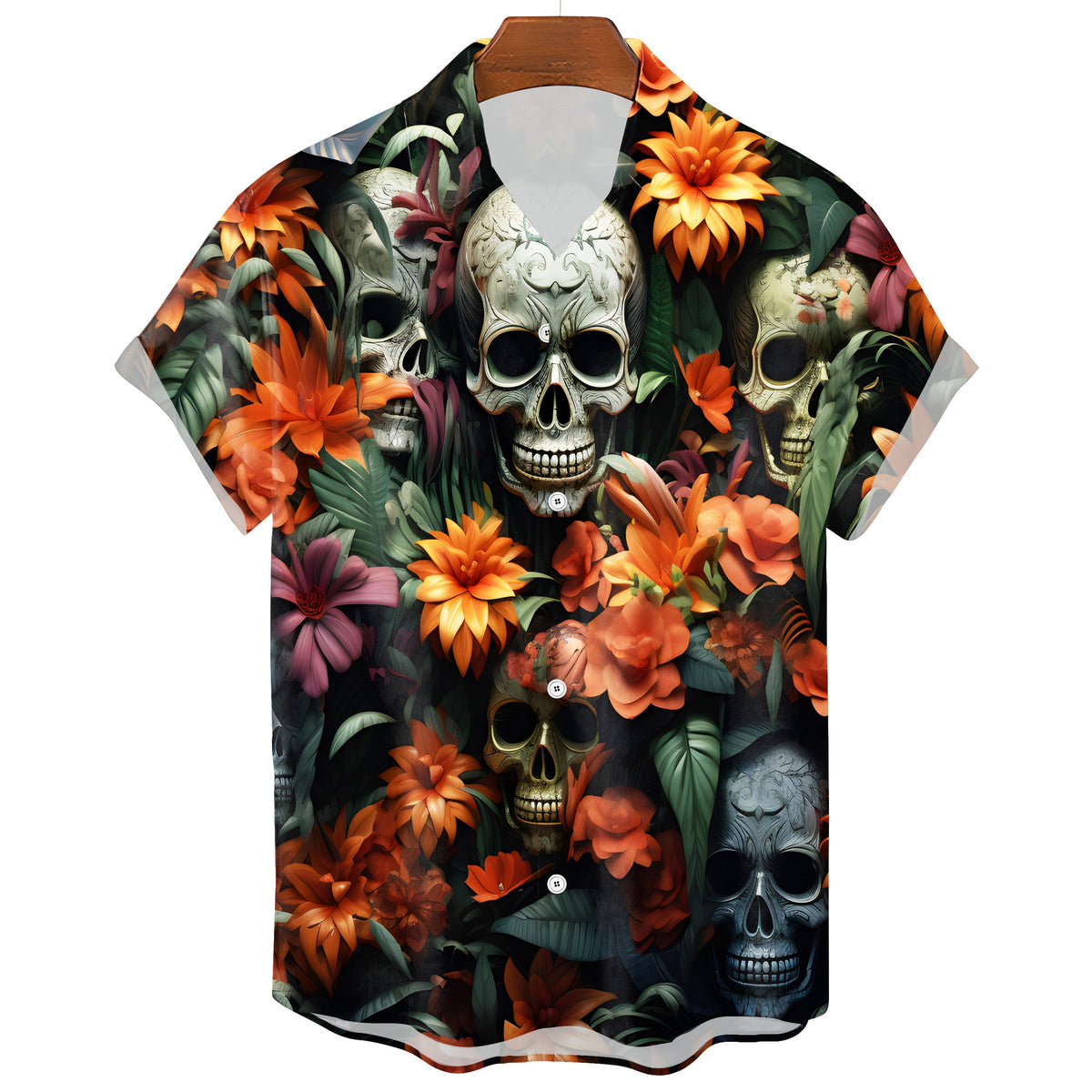 Men's Gothic Skull Hawaiian T-Shirt – Summer Graphic