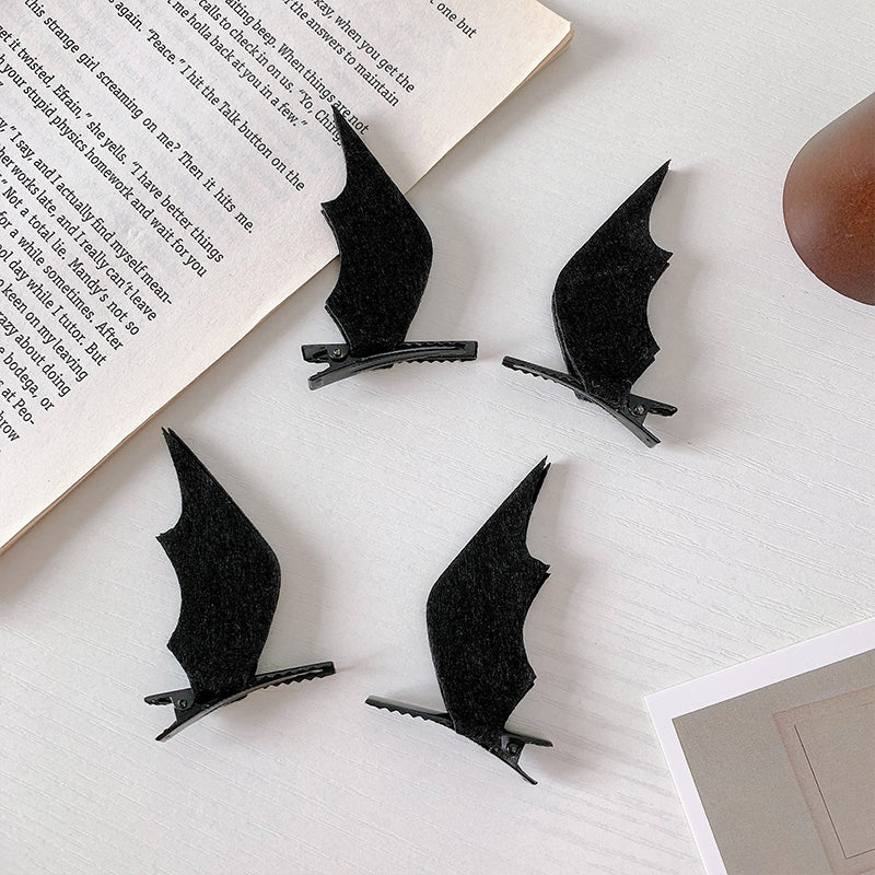Black Bat Wing Hair Clips – Pair