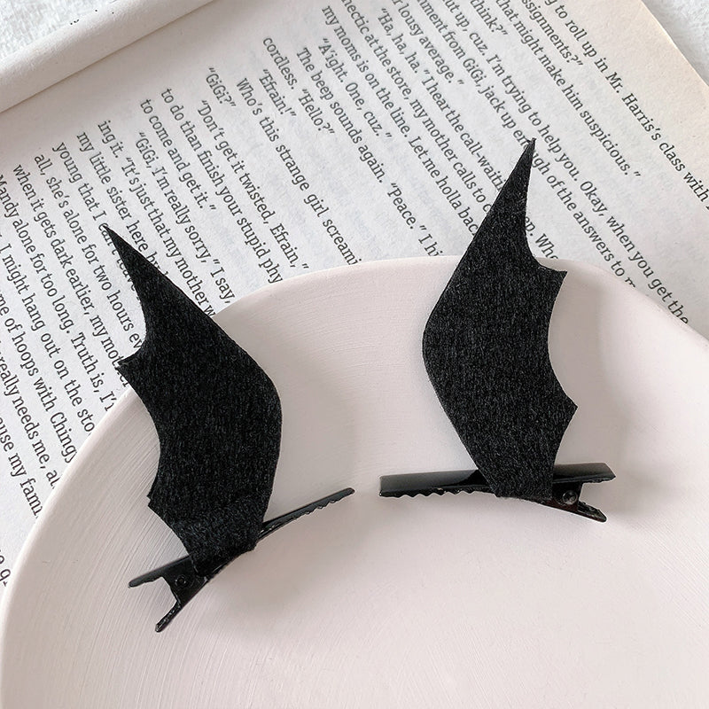 Black Bat Wing Hair Clips – Pair