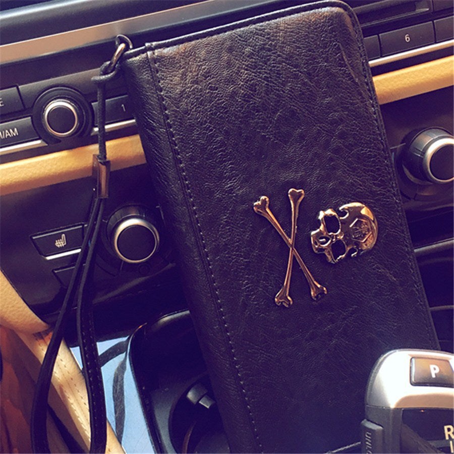 Black Skull & Crossbones Faux Leather Wallet