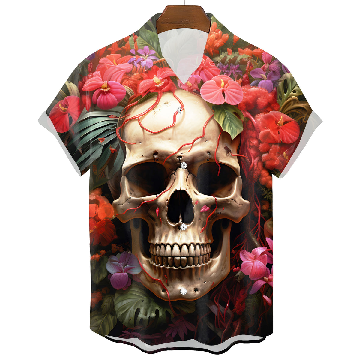 Men's Gothic Skull Hawaiian T-Shirt – Summer Graphic