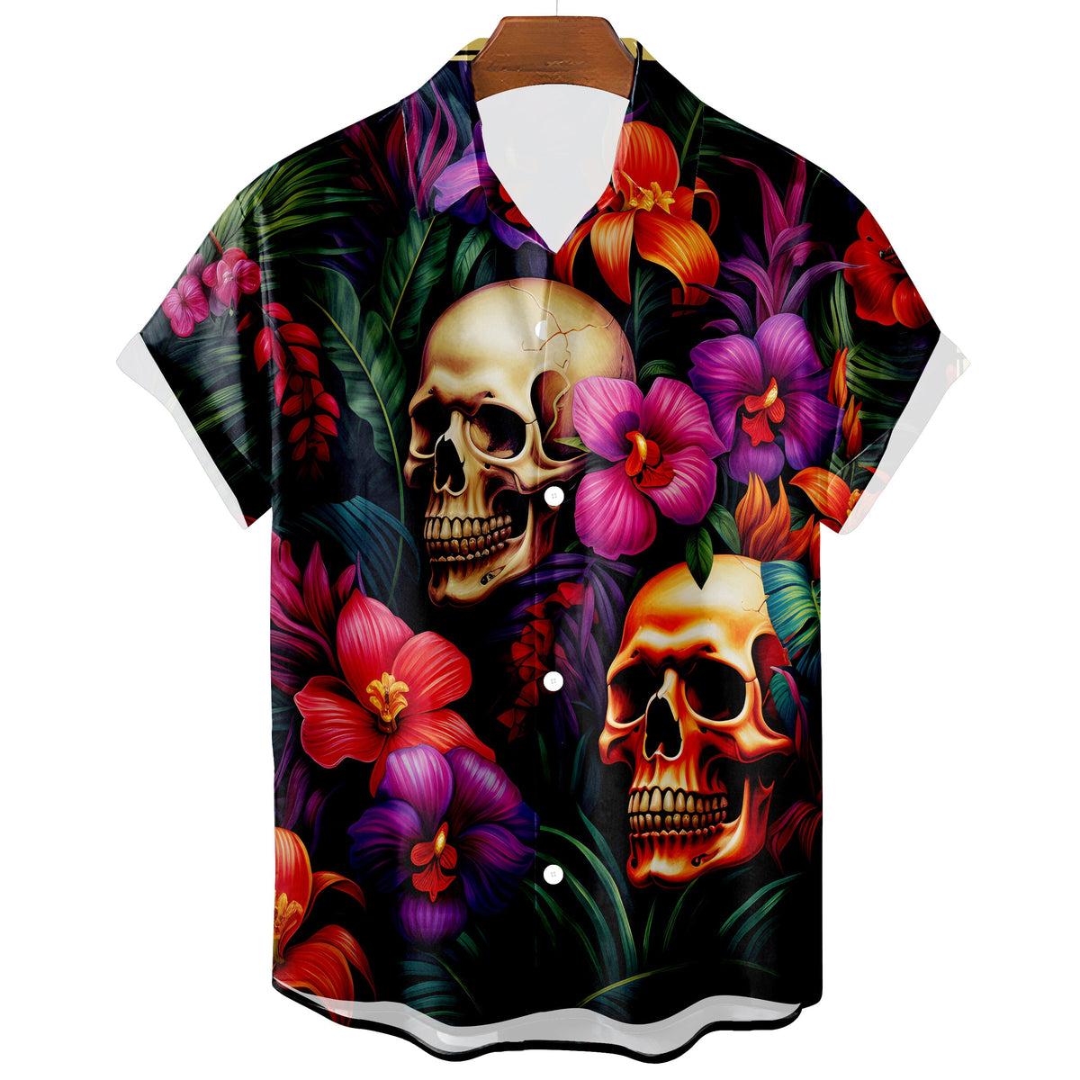 Men's Skull Print Hawaiian T-Shirt – Gothic Summer Style