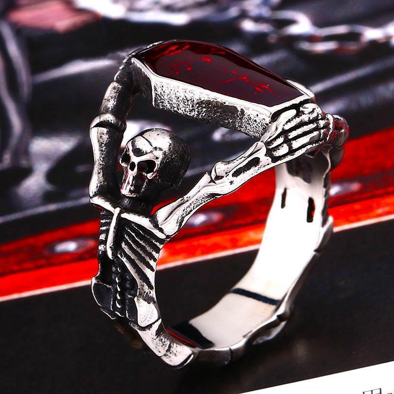 Men's Gothic Skull Coffin Ring – Stainless Steel