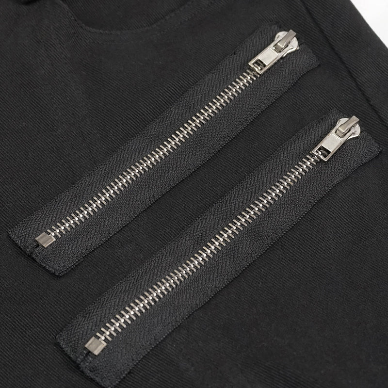 Men's Gothic Distressor Cargo Shorts with Buckle & Zip Details