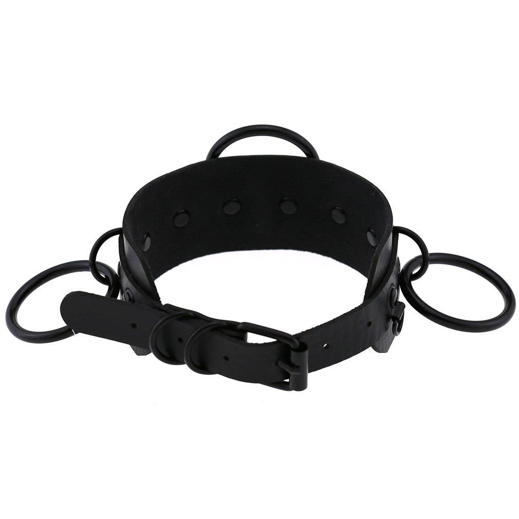 Triple O-Ring Faux Leather Choker – 16 Colours