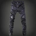 Men's Gothic Skull Pants – Faux Leather Detail