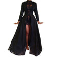 Women's Black Sheer Lace-Style Long Dress – S–L