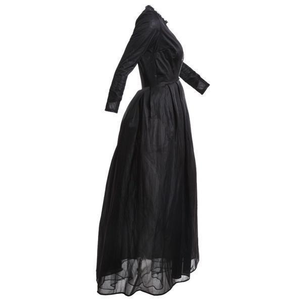 Women's Black Sheer Lace-Style Long Dress – S–L