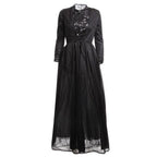 Women's Black Sheer Lace-Style Long Dress – S–L