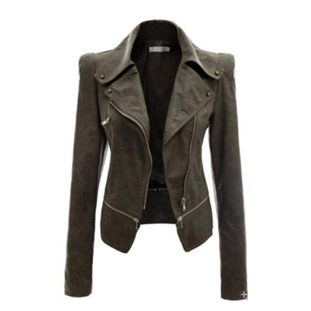 Women's Gothic Faux Leather Jacket – Black, Green or Khaki
