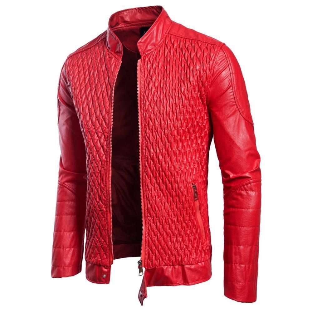 Men's Faux Leather and Suede Jacket – Black or Red