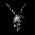 Men's Gothic Half Skull Pendant Necklace – 50cm