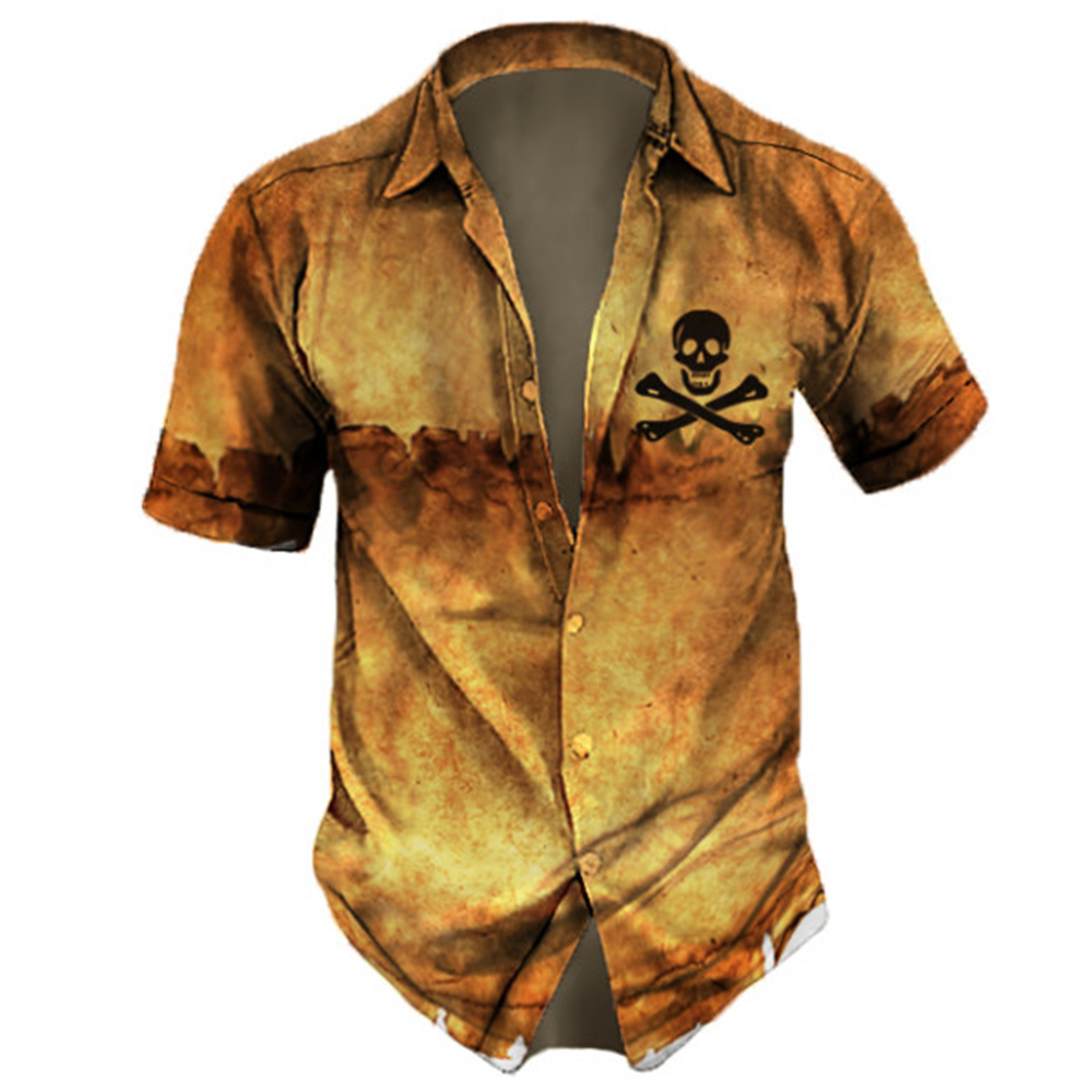 Men's Hawaiian Gothic Skull T-Shirt – Cotton Stretch