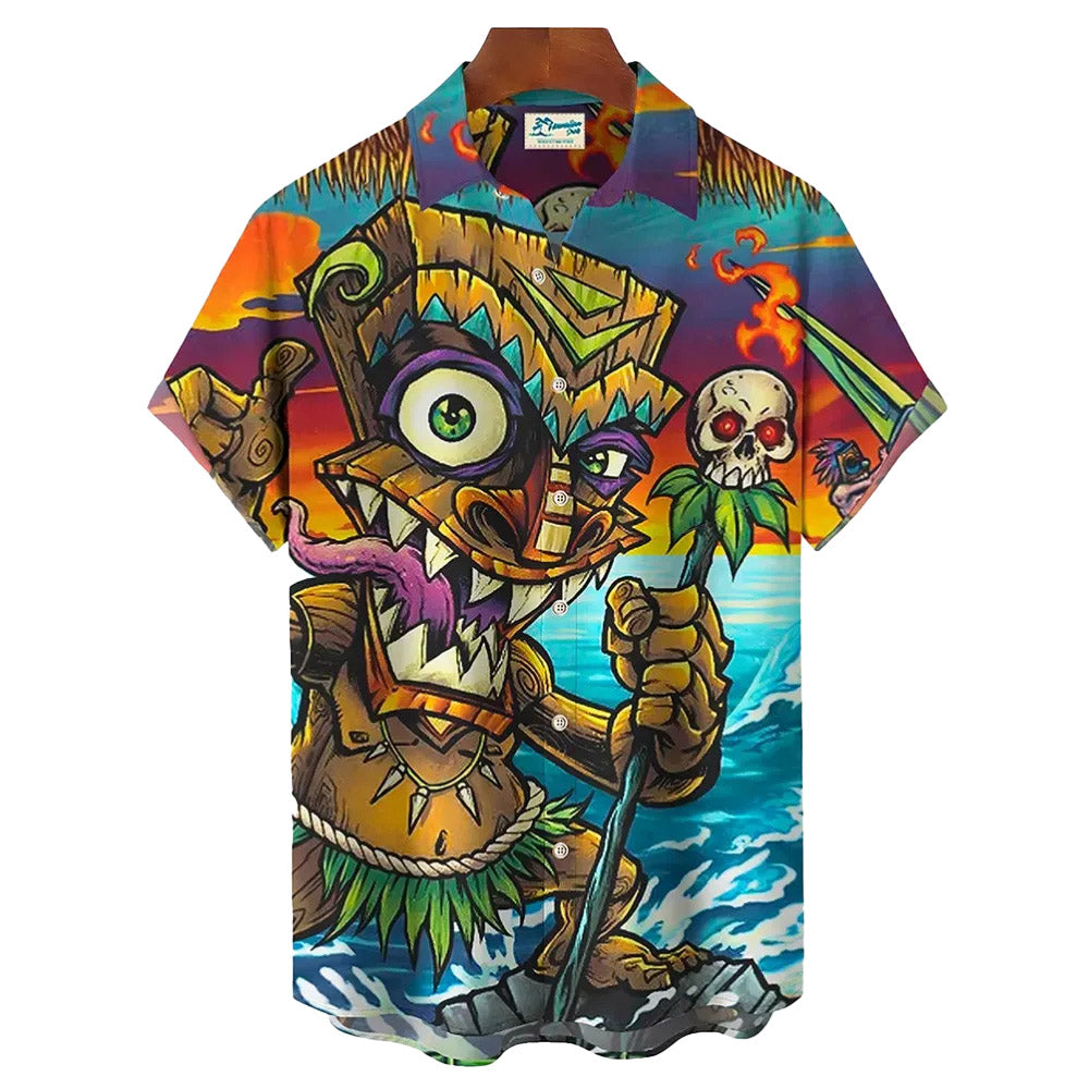 Men's Gothic Tiki Hawaiian Shirt – Skull Print