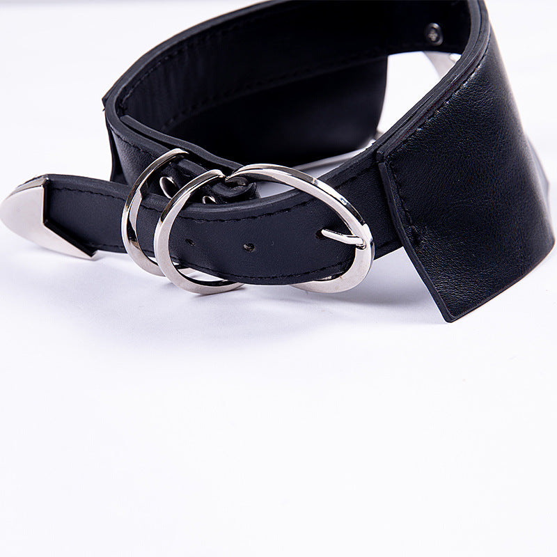 Black Gothic Crescent Moon Faux Leather Choker