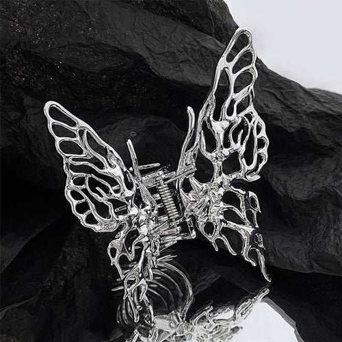 Gothic Butterfly Hair Clip – Black or Silver