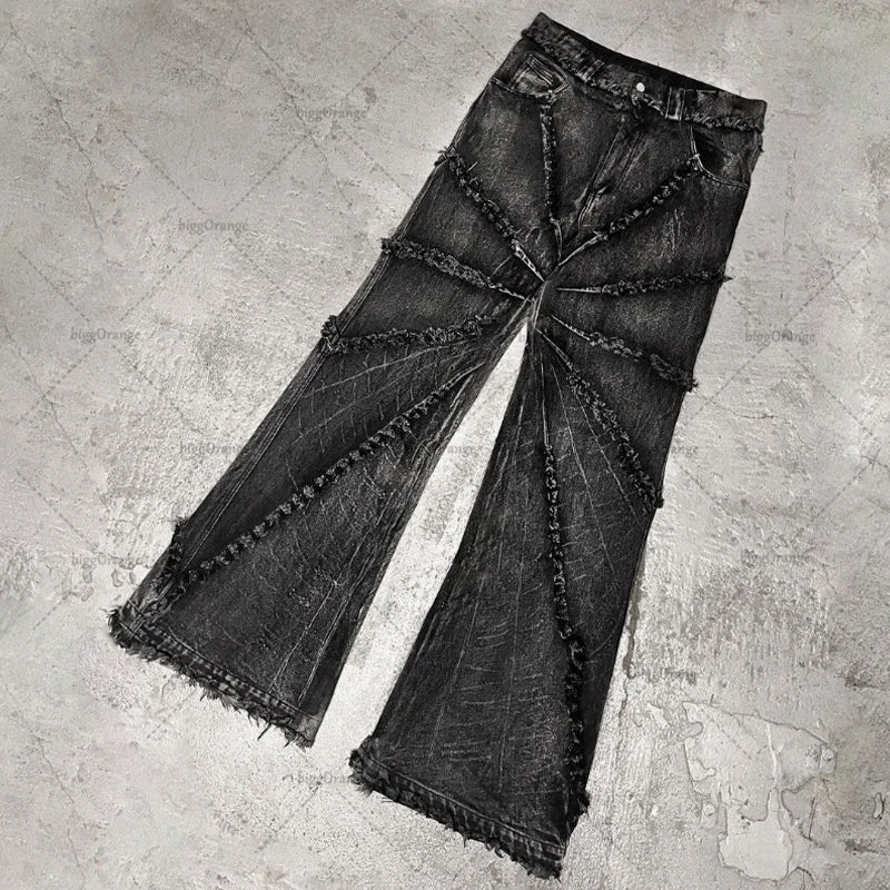 Men's Black Gothic Wide-Leg Jeans – Denim Blend