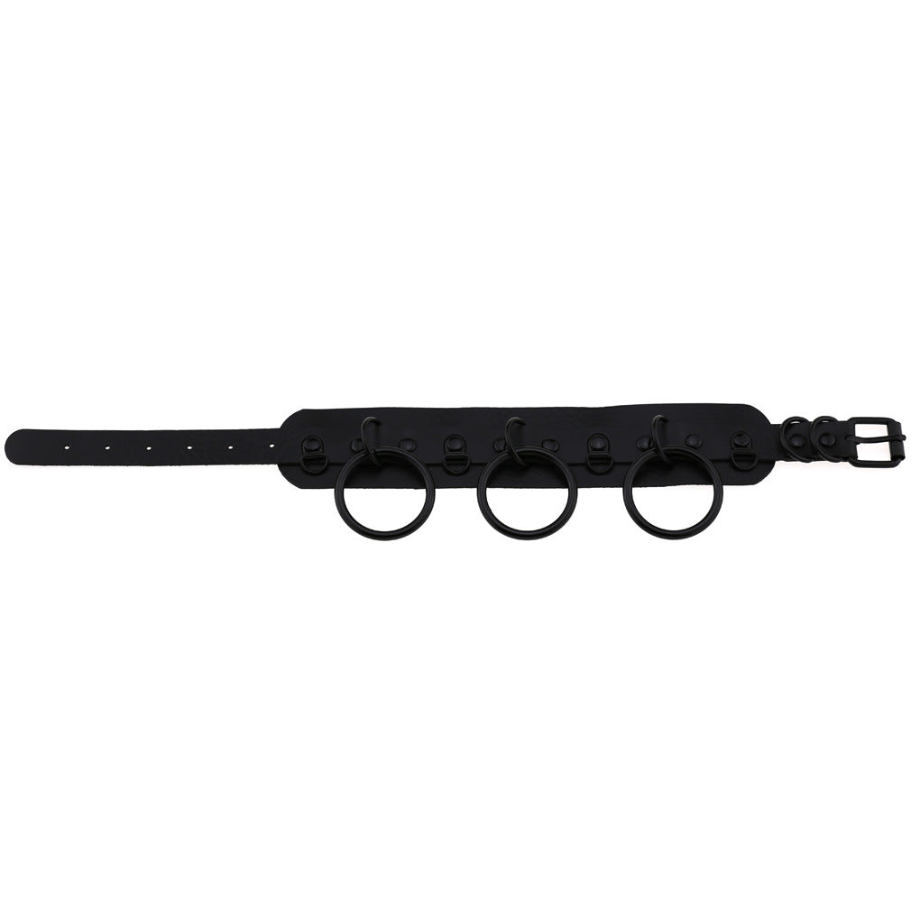 Triple O-Ring Faux Leather Choker – 16 Colours