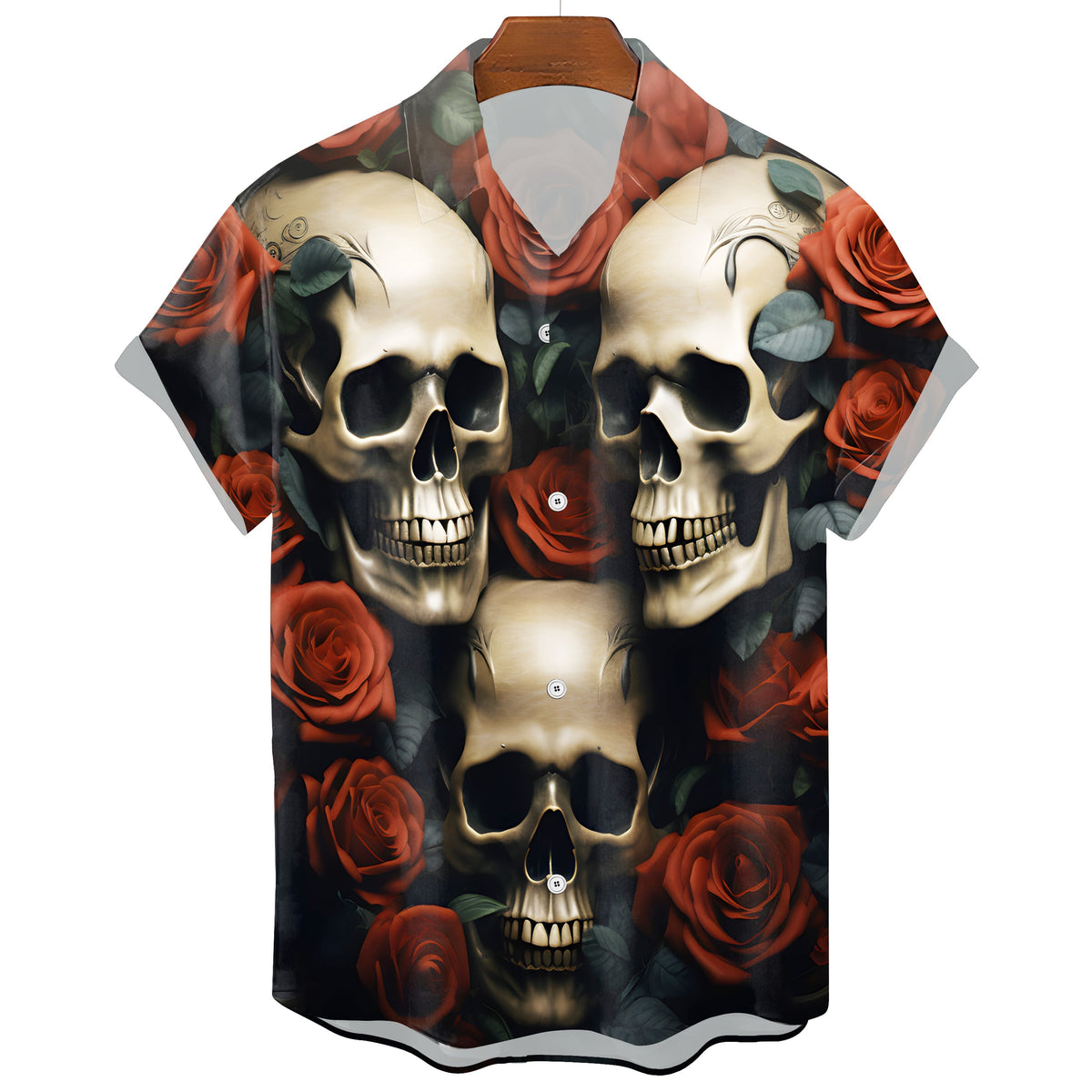 Men's Gothic Hawaiian Graphic T-Shirt – Skull Print