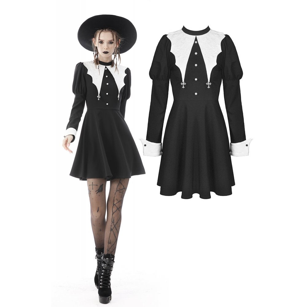 Women's Bat Collar Gothic Dress – S–XXL